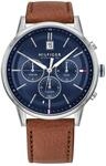 Tommy Hilfiger Herren Multifunktions-Quarzuhr mit 44 mm - Marineblaues...
