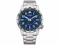 Citizen Herren Analog Quarz Uhr mit Edelstahl Armband BM7550-87L, Blau
