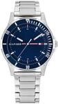 Tommy Hilfiger Jungen Uhr mit Blauem Zifferblatt, Edelstahlarmband, 34 mm