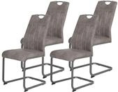 Hela Tische, 4er Set Esszimmerstuhl, Schwingstuhl CHRISTINA, Microfaser Vintage-Optik