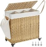 SONGMICS W&auml;schekorb mit Deckel, 140 L, W&auml;schesammler 3 F&auml;cher,...