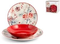H&H Celebration Red 18-teiliges Weihnachtstischservice