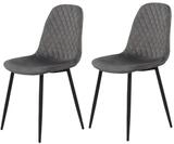 Hela Tische, 2er Set Esszimmerstuhl K&uuml;chenstuhl Mira, Samvelour Grau,