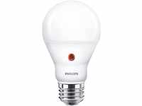 Philips LED E27 Lampe mit Tageslichtsensor, 60W, Tropfenform, matt, warmweiß,
