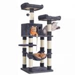 Feandrea Kratzbaum, 141.8 cm hoch, Katzenbaum mit 11 Kratzs&auml;ulen | 2 Plattformen, 1