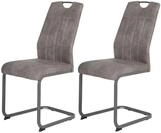 Hela Tische, 2er Set Esszimmerstuhl, Schwingstuhl CHRISTINA, Microfaser Vintage-Optik