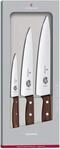 Victorinox Wood, Profi Tranchier-Set, 3-teilig, gerader Schliff, Extra Scharf, Edler