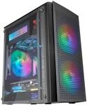 Mars Gaming MC300 Schwarz, MicroATX PC Geh&auml;use, Geh&auml;rtetes Glas, Mesh Front, 3xFRGB