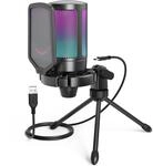 FIFINE Gaming Mikrofon PC, USB Microphone f&uuml;r Streaming Podcast Studio, mit...