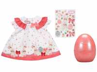 Baby Annabell Osterkleid im Ei, Puppenkleid in rosa und weiß mit Osterhasen im