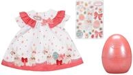 Baby Annabell Osterkleid im Ei, Puppenkleid in rosa und wei&szlig; mit Osterhasen im