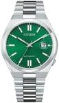 Citizen Automatik Herren Armbanduhr aus Edelstahl in der Farbe Silber-Gr&uuml;n 40mm,