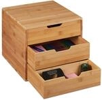 Relaxdays Schreibtisch Organizer Bambus Ablage, natur