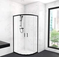 Marwell Factory Duschkabine 90x90x200 cm Dusche rund mit matt schwarzen
