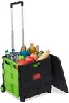 Relaxdays Einkaufstrolley klappbar, bis 35 kg, 50 l Kiste, mit Teleskopgriff, 2