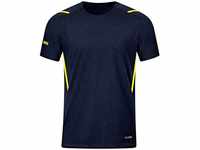 JAKO Herren T-Shirt Challenge, Marine meliert/Neongelb, XL