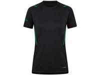 JAKO Damen T-Shirt Challenge, schwarz meliert/sportgrün, 38