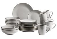 M&Auml;SER Metallic Rim, Modernes Geschirr Set f&uuml;r 6 Personen mit messingfarbenem...