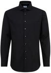 Seidensticker Herren Regular Fit Langarm Popeline Hemd, schwarz, 40