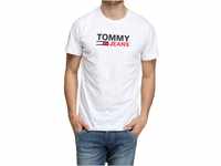 Tommy Jeans Herren T-Shirt Kurzarm TJM Regular Rundhalsausschnitt, Weiß...