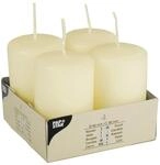 4 Stumpenkerzen &Oslash; 50 mm &middot; 80 mm Elfenbein Ivory mit Flachkopf, Creme