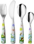 Gnali & Zani "Fr&ouml;sche" Kinder Besteck Set 4-teilig | je 1x Messer, Gabel, Ess-...