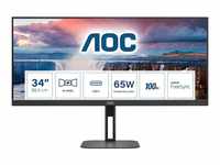 AOC U34V5C - 34 Zoll WQHD Monitor, Lautsprecher, höhenverstellbar (3440x1440,...