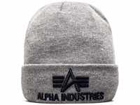 Alpha Industries Herren 3D Strickmütze aus Acryl Beanie-Mütze, Grey Heather,...
