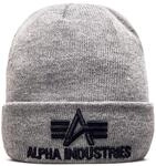 Alpha Industries 3D Beanie Strickm&uuml;tze aus Acryl f&uuml;r Herren Grey Heather