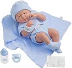 jc toys 102-18540 &ndash; Kinderpuppe, K&ouml;rper aus Gummi, Blaue Kleidung mit Punkten, 36
