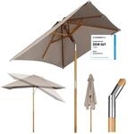 Sekey 200 &times; 150 cm Rechteckig Holz Sonnenschirm Marktschirm Gartenschirm