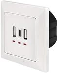 LogiLink PA0254 - Unterputz Dose mit 2X USB-A & 1x USB-C zum gleichzeitigen Laden von