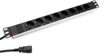 ROLINE 19"-Steckdosenleiste 8fach + C14-Stecker, Aluminium, 2 m