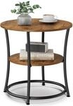 VASAGLE Beistelltisch rund, 2-stufiger Couchtisch, Stahlrahmen