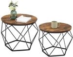 VASAGLE Couchtisch rund, 2er Set, abnehmbare Tischplatte | Wohnzimmertisch,