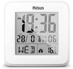 Mebus Digitaler Funk-Wecker mit Temperaturanzeige, Beleuchtung, Kalender, kompakt und
