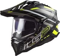 LS2, Motocross Helm EXPLORER CARBON EDGE Black H-V Yellow Titanium, XXXL