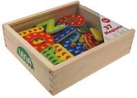 SIMM Spielwaren 65823 Magnet Holzkiste, mit 37 magnetischen Holzbuchstaben in