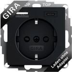 Gira USB Steckdose Schuko Standard 55 Schwarz matt I 2-fach USB Typ-A & Typ-C