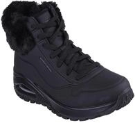Skechers Damen Uno Rugged Fall Air Trainers, Black Durabuck/ Faux Fur, 37 EU