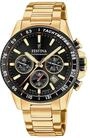 Festina Herren Uhr Analog aus Edelstahl 316L Goldfarben - Quarzwerk - Chronograph -