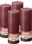 Bolsius Rustik Stumpenkerzen - Bordeauxrot - 4 St&uuml;ck - 19 x 7 cm - L&auml;nge Brenndauer