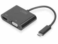 DIGITUS USB Typ-C Multiport Grafik Adapter, USB Type-C zu HDMI + VGA, 4K Ultra...