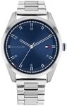 Tommy Hilfiger Analog Quarzuhr f&uuml;r Herren mit Silbernes Edelstahlarmband - 1710455