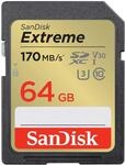 SanDisk Extreme SDXC UHS-I Speicherkarte 64 GB (V30, 170 MB/s &Uuml;bertragung, U3, 4K