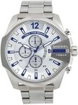 Diesel Herrenuhr Mega Chief, Quarzwerk, 59mm Silbernes Edelstahlgeh&auml;use mit