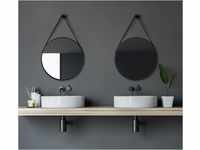 Talos Black Style Spiegel rund Ø 50 cm – runder Wandspiegel in matt schwarz...