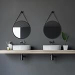 Talos Black Style rund &Oslash; 50 cm &ndash; Runder Badspiegel in matt schwarz mit