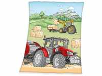 Herding Traktor Fleecedecke, 130x160 cm, 100% Polyester, Fleece