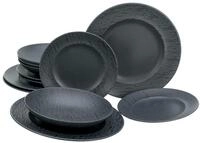 Creatable, 33320, Serie Rondo SCHIEFER black, 12-teiliges Geschirrset, Teller Set aus